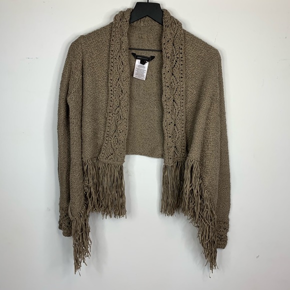 BCBGMaxAzria • fringe knit cropped cardigan - Picture 2 of 8